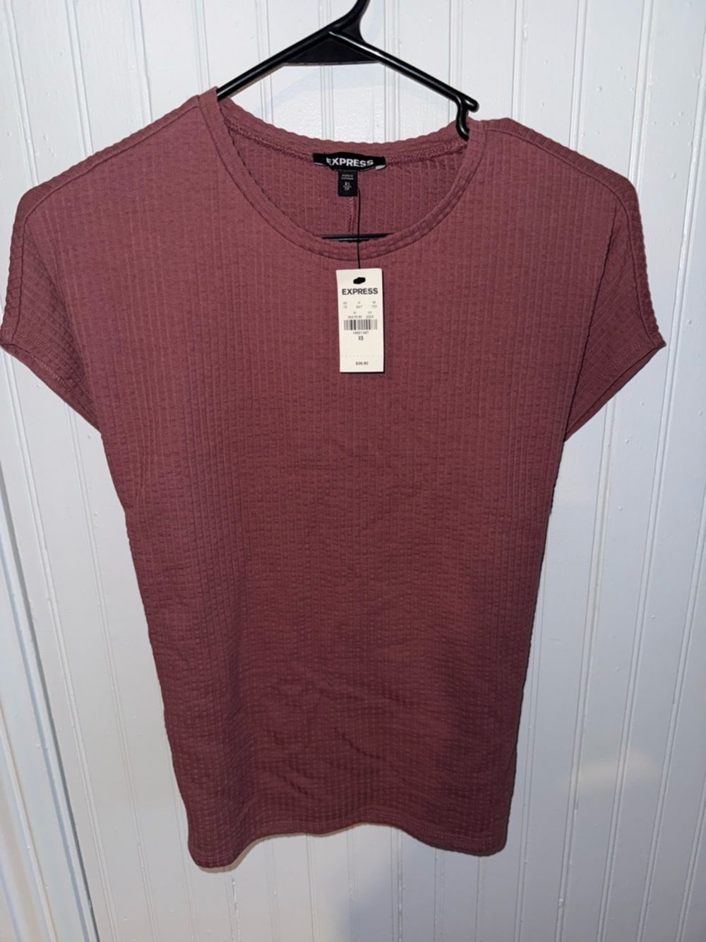 Express Mauve Ribbed Short Sleeve Tee
